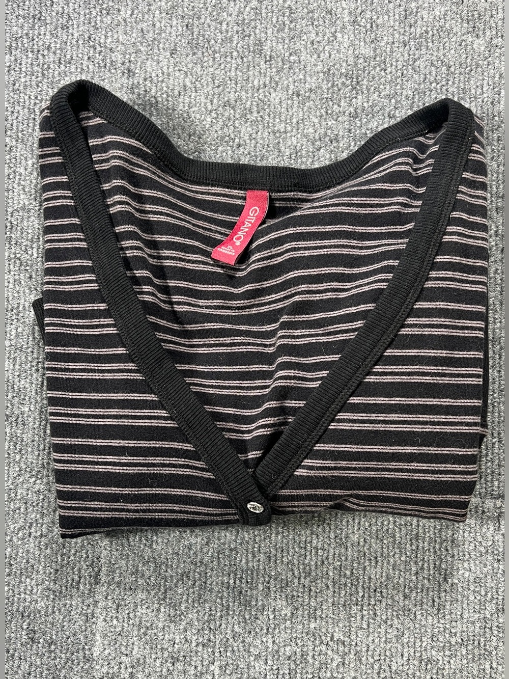 Gitano Black & Gray Striped Button Down Shirt